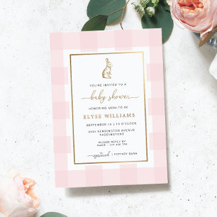 Aluminium Lapin lapin rose En vichy Baby shower Invitation à