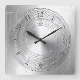 Aluminium-Look Quadratische Wanduhr
