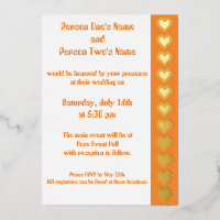 Nos Coeurs 8 bits en Orange Foil Invitation