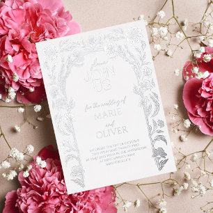 Aluminium Trellis floral Invitation en feuille d'or Modern