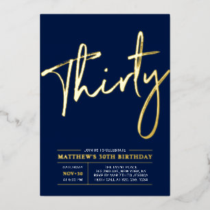 Aluminium Trente   Moderne Invitation en feuille d'or pour 3