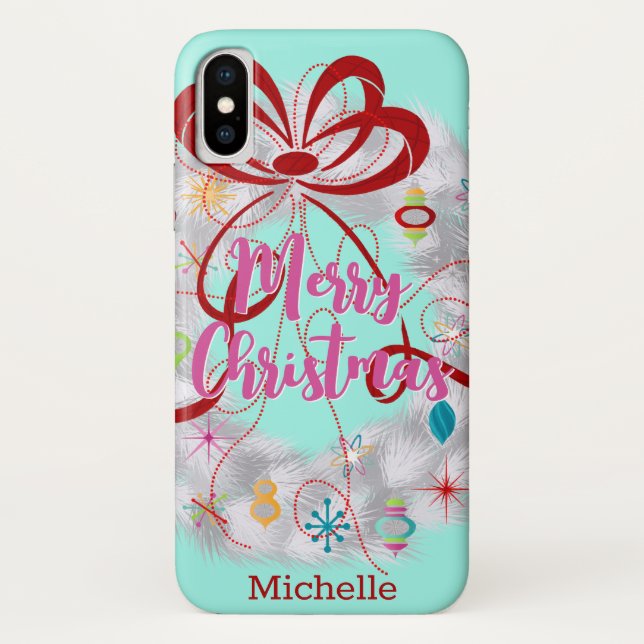 Aluminium Wreath Retro Weihnachten Case-Mate iPhone Hülle (Rückseite)