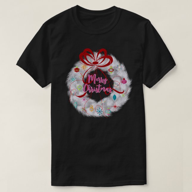Aluminium Wreath Retro Weihnachten T-Shirt (Design vorne)