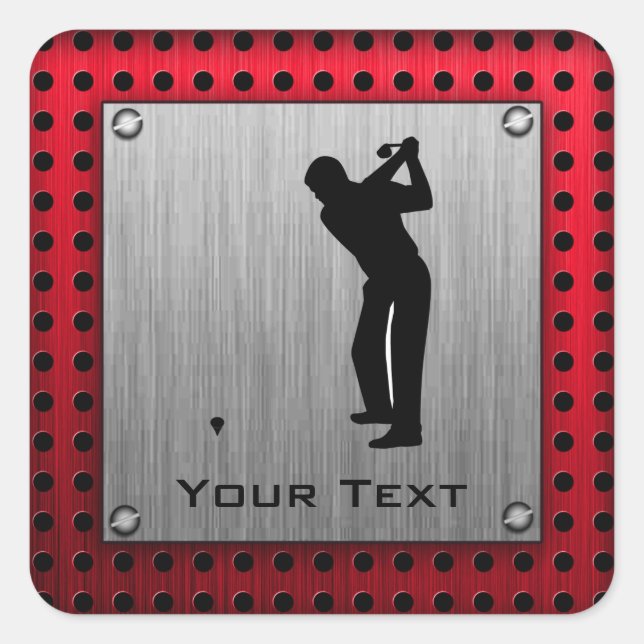 Aluminiumbürste aussehen Golfer Quadratischer Aufkleber (Vorderseite)