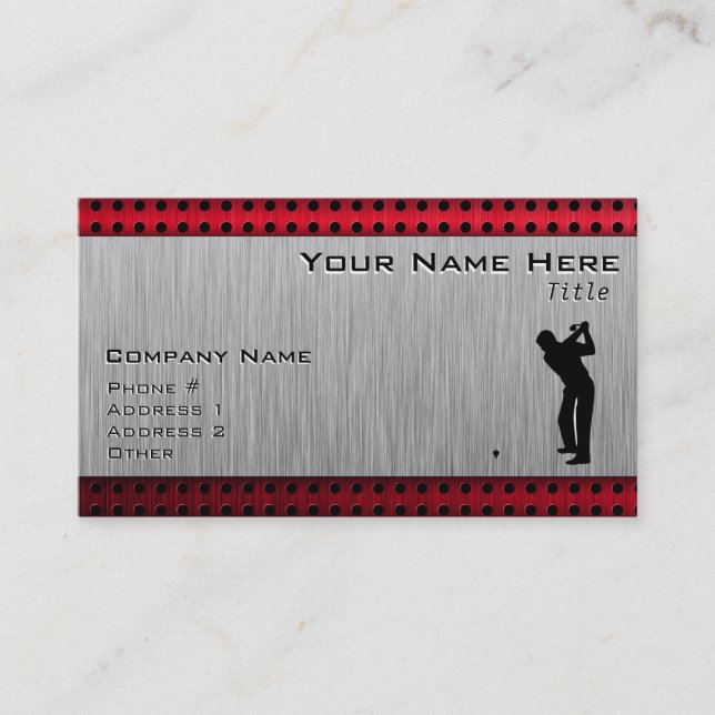 Aluminiumbürste aussehen Golfer Visitenkarte (Vorderseite)