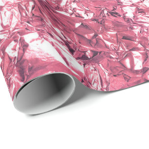 Aluminiumfolie-Rosa-Rosen-Weiß geknittert Geschenkpapier