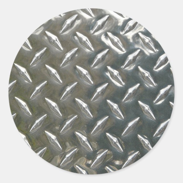 Aluminiummetall Checkerplate Runder Aufkleber (Vorderseite)
