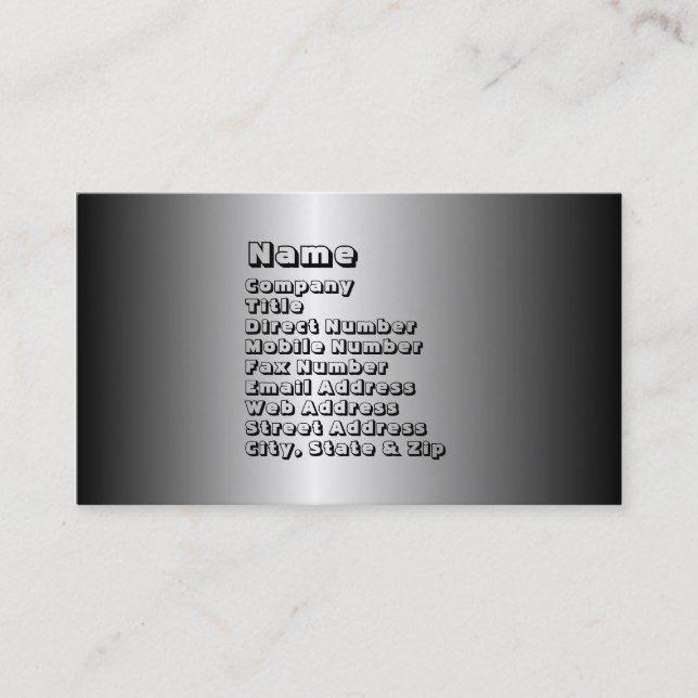 AluminiumVisitenkarte Visitenkarte (Vorderseite)