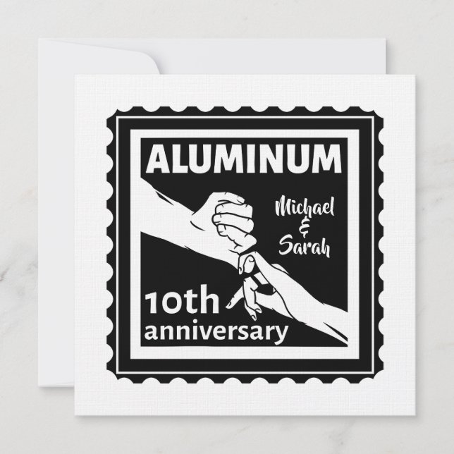 ALUMINUM Traditionelles 10-jähriges Hochzeitsstipe Einladung (Vorderseite)