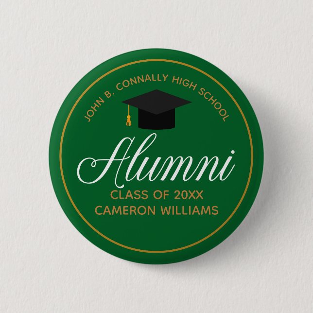 Alumni Green Gold High School Individuelle Name Ta Button (Vorderseite)