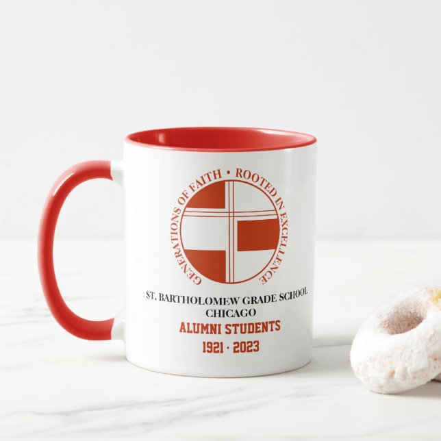 Alumni Mug de l'école secondaire St. Bartholomew (Avec donut)