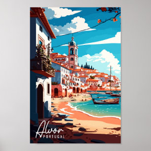 Alvor Portugal Vintage-Illustration Poster