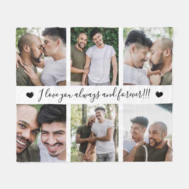 Always & Forever Modern 6 Photo Collage Fleecedecke (Vorderseite (Horizontal))