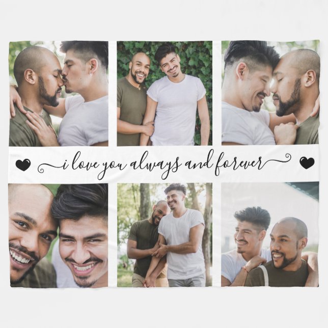 Always & Forever Modern 6 Photo Collage Fleecedecke (Vorderseite (Horizontal))