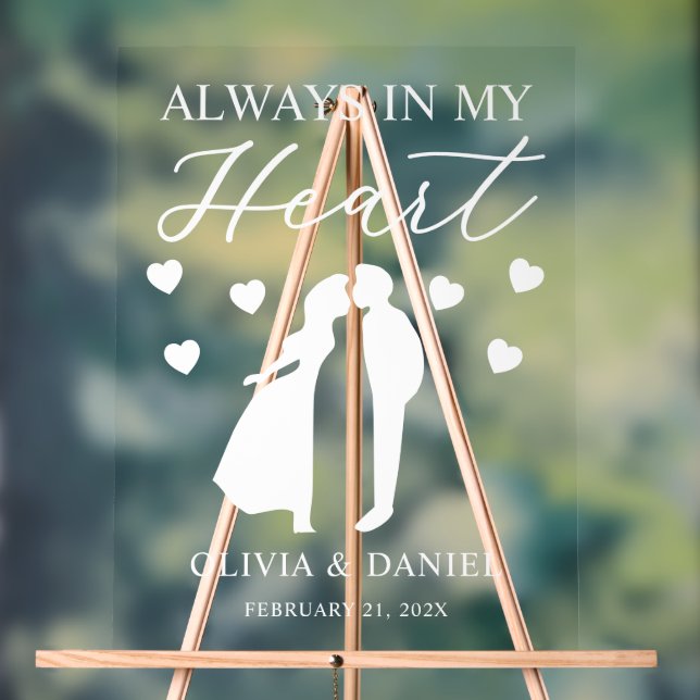 Always in My Heart Custom Wedding Acrylschild (Neutral)