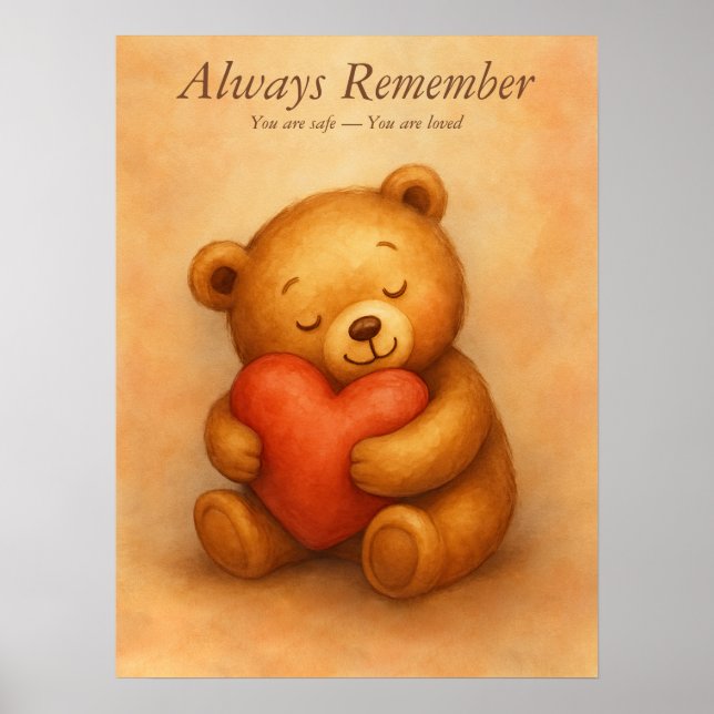 Always Remember – Gentle Bear Affirmation Nursery Poster (Vorne)