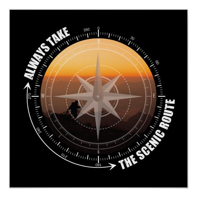 Always Take The Scenic Route Hiking Lovers  Poster (Vorderseite)