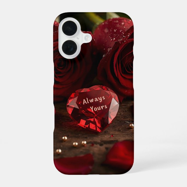 Always Yours Red Rose Romantic Valentine Aesthetic iPhone 16 Hülle (Rückseite)