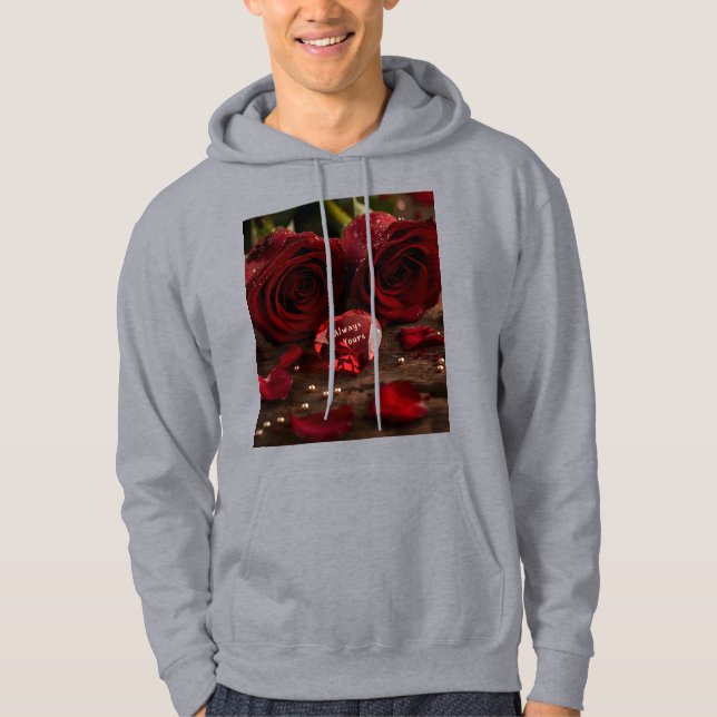 Always Yours Red Rose Romantic Valentine Couple  Hoodie (Vorderseite)