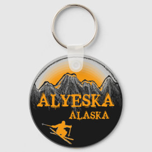 Alyeska Alaska orange Skier-Schlüsselanhänger Schlüsselanhänger