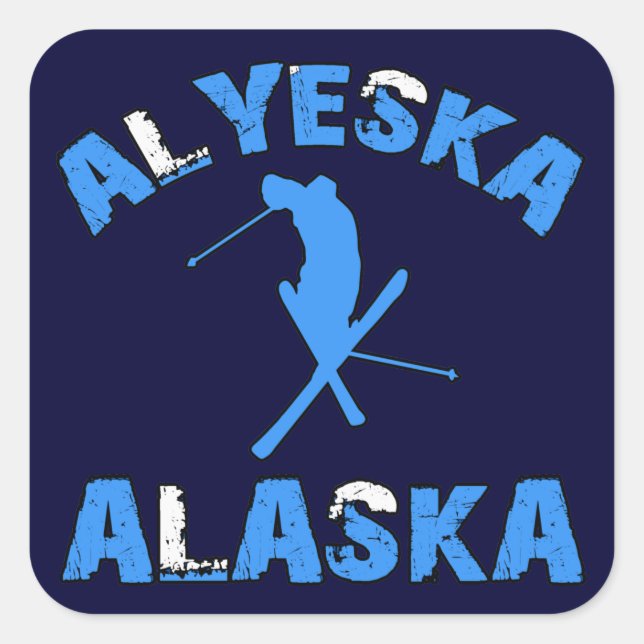 Alyeska, Alaska Quadratischer Aufkleber (Vorderseite)