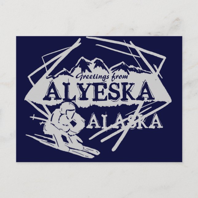 Alyeska Alaska salutations navales skier carte pos (Devant)