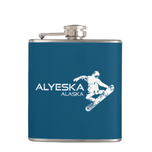 Alyeska Alaska Snowboarder Flachmann
