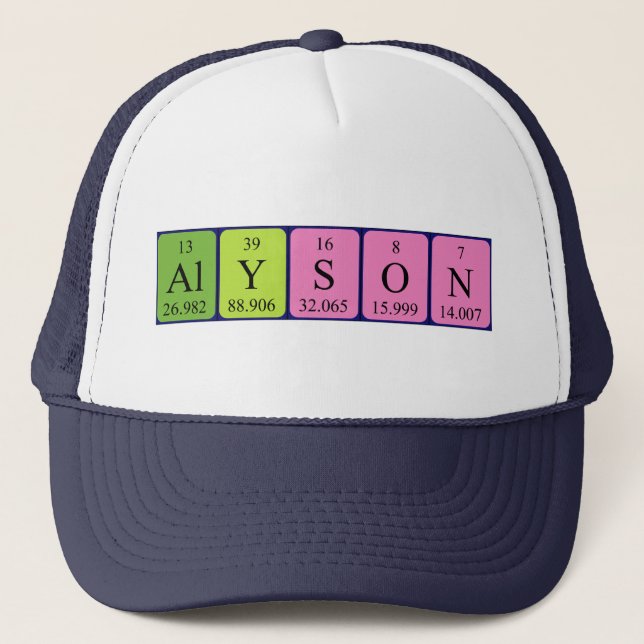 Alyson Periodson-Tabellenname Truckerkappe (Vorderseite)