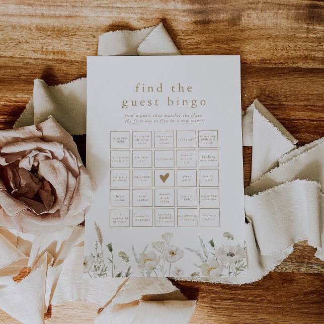 ALYSSA Boho Flower Trouvez la carte de jeu de Bing (ALYSSA Boho Flower Find the Guest Bingo Game Card)