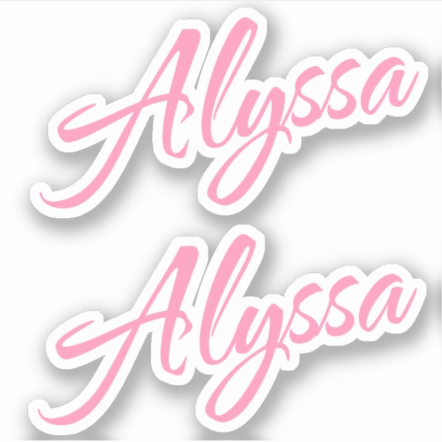 Alyssa Decorative Name in Pink x2 Aufkleber (Vorderseite)