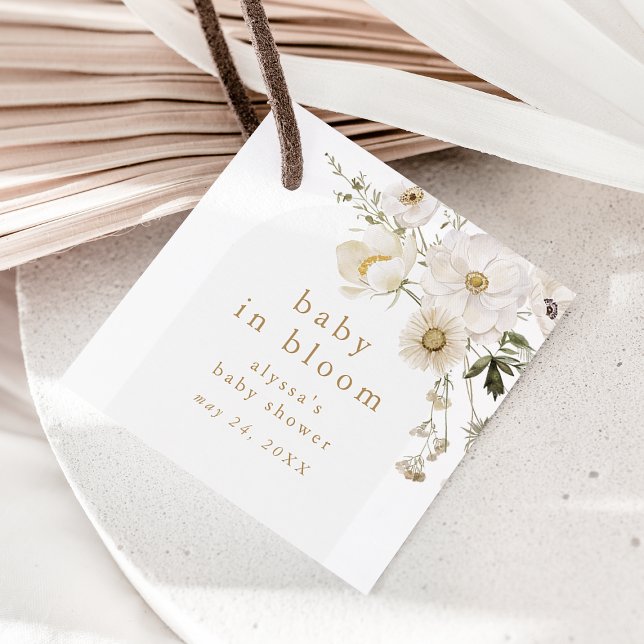 ALYSSA Floral Blume Baby in Bloom Baby Dusche Geschenkanhänger (ALYSSA Floral Flower Baby In Bloom Baby Shower Favor Tags)