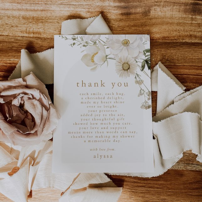 ALYSSA Floral Summer Boho Wild Blume Babydusche Dankeskarte (ALYSSA Floral Summer Boho Wild Flower Baby Shower Thank You Card)