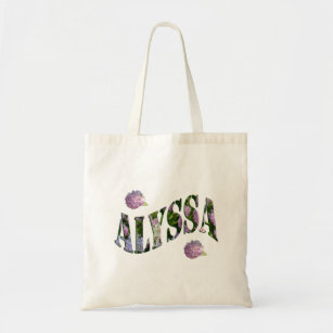 Alyssa, Logo für Namen, hergestellt mit Hydrangeas Tragetasche