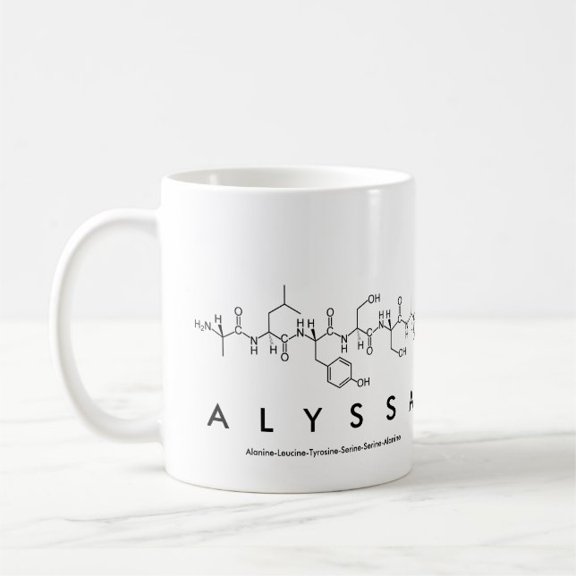 Alyssa Peptid-Namen-Tasse Kaffeetasse (Links)