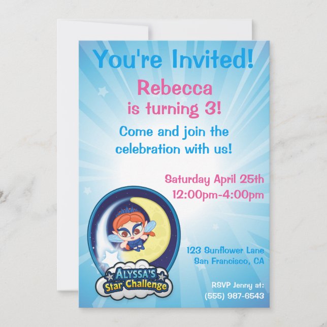 Alyssas Stern-Herausforderung Einladung (Vorderseite)