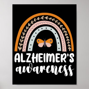 Alzheimer's Bewusstsein Demenz Rainbow Butterf Poster
