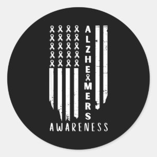 Alzheimer Awareness Monat USA-Flagge Männer Runder Aufkleber