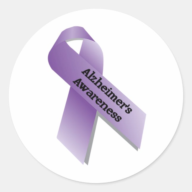 Alzheimer Awareness Ribbon Lila Typografie Runder Aufkleber (Vorderseite)