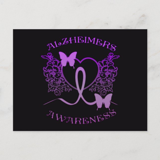 Alzheimer Bewusstsein Lila Schmetterlinge Postkart Postkarte (Vorderseite)