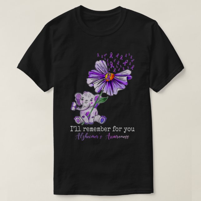 Alzheimer-Bewusstsein Niedlicher Elefant T-Shirt (Design vorne)