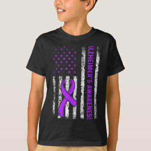 Alzheimer-Bewusstseins-Kampf amerikanische USA-Fla T-Shirt