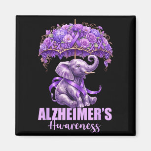 Alzheimer-Bewusstseinselefant Blumen lila Band Magnet