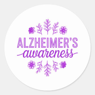 Alzheimer-Krankheit Bewusstsein Lila Floral Runder Aufkleber