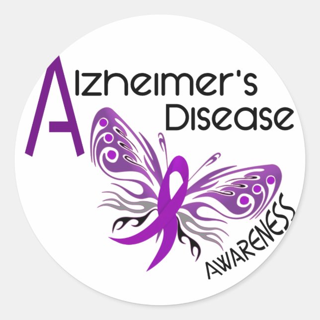 Alzheimer-Krankheit BUTTERFLY 3 Bewusstsein Runder Aufkleber (Vorderseite)