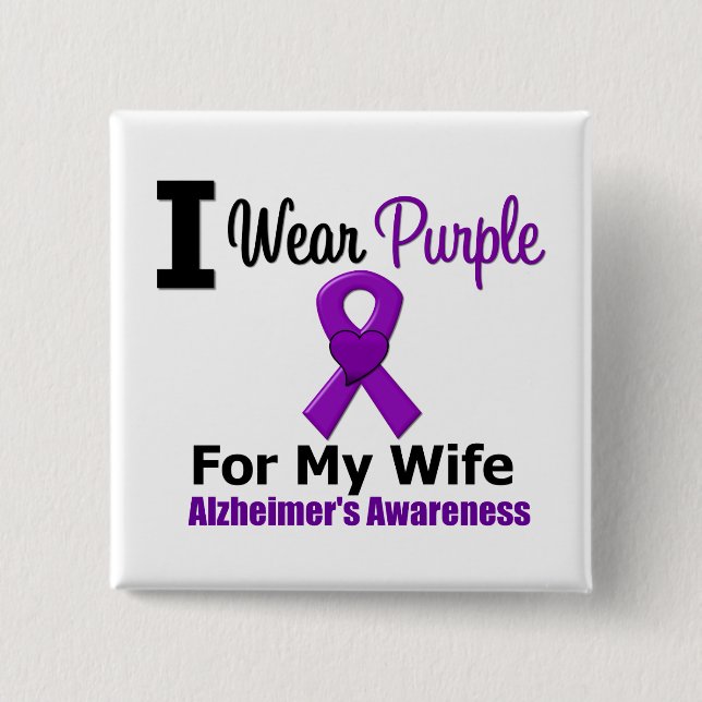 Alzheimer-Krankheit Lila Ehefrau Button (Vorderseite)