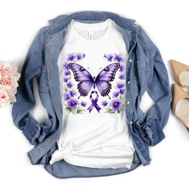 Alzheimer, Krebs, Lupus, lila Gallenblase T-Shirt (Purple Ribbon Awareness, Alzheimer's, Pancreatic Cancer, Domestic Violence, Epilepsy)