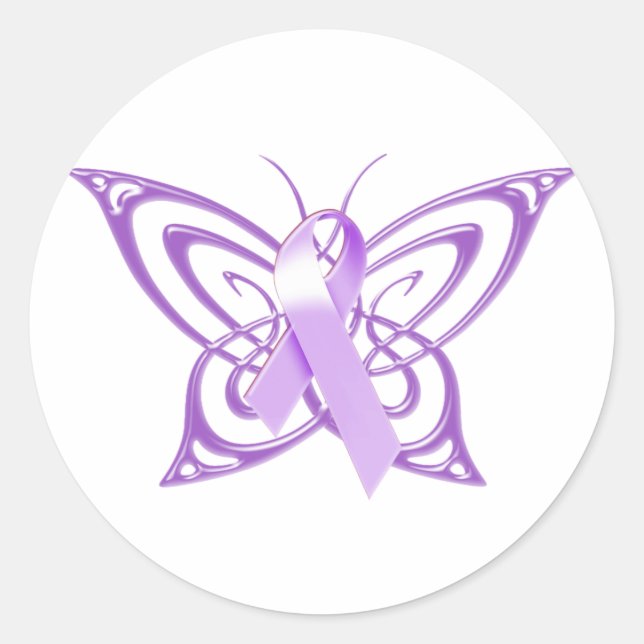 Alzheimer-Schmetterling Runder Aufkleber (Vorderseite)