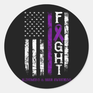 Alzheimer und Brain Warrior US-Flagge Runder Aufkleber