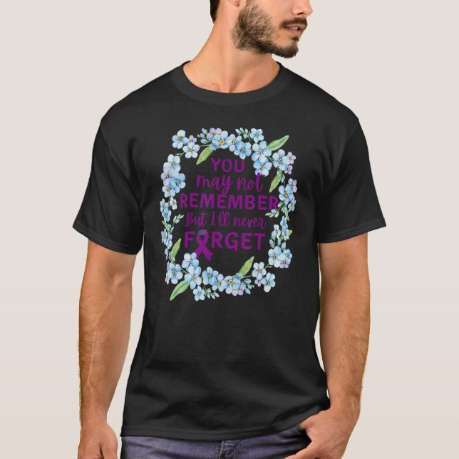 Alzheimer vergessen Sie mich nicht Blume Kranz Alz T-Shirt (Vorderseite)