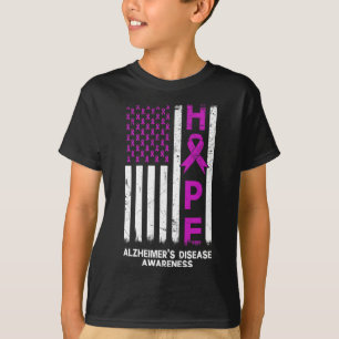 Alzheimerheimer Disease Awareness American Flag T-Shirt